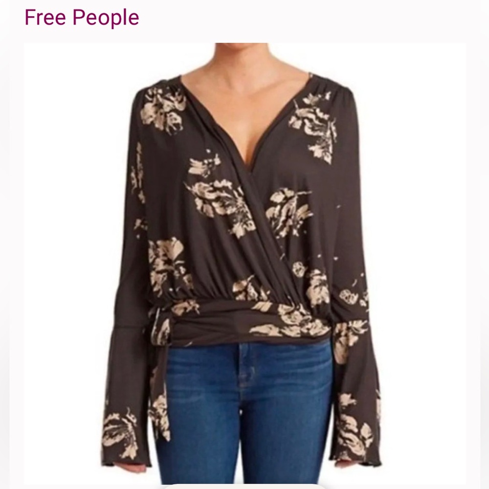 FREE PEOPLE bell sleeve tie top - Picture 4 of 12